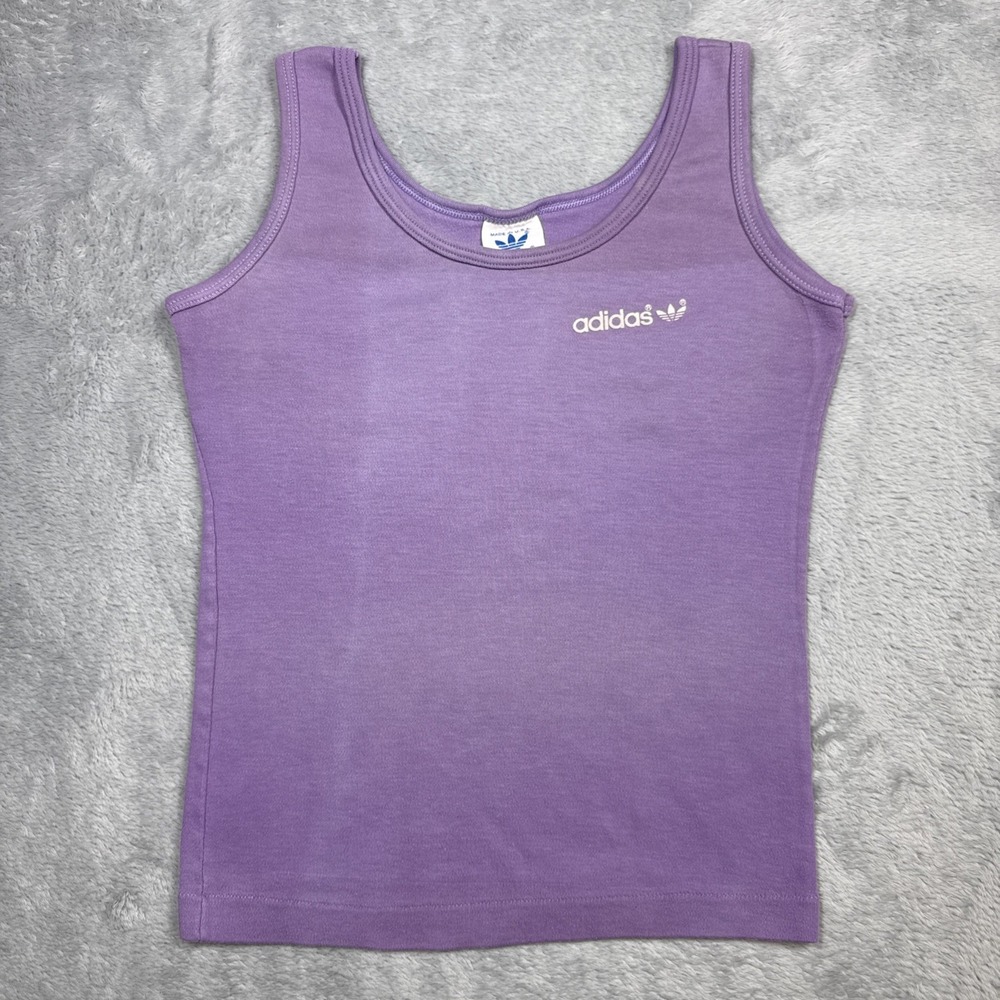 Vintage Adidas Tank Top Women Small Purple Faded Distressed USA